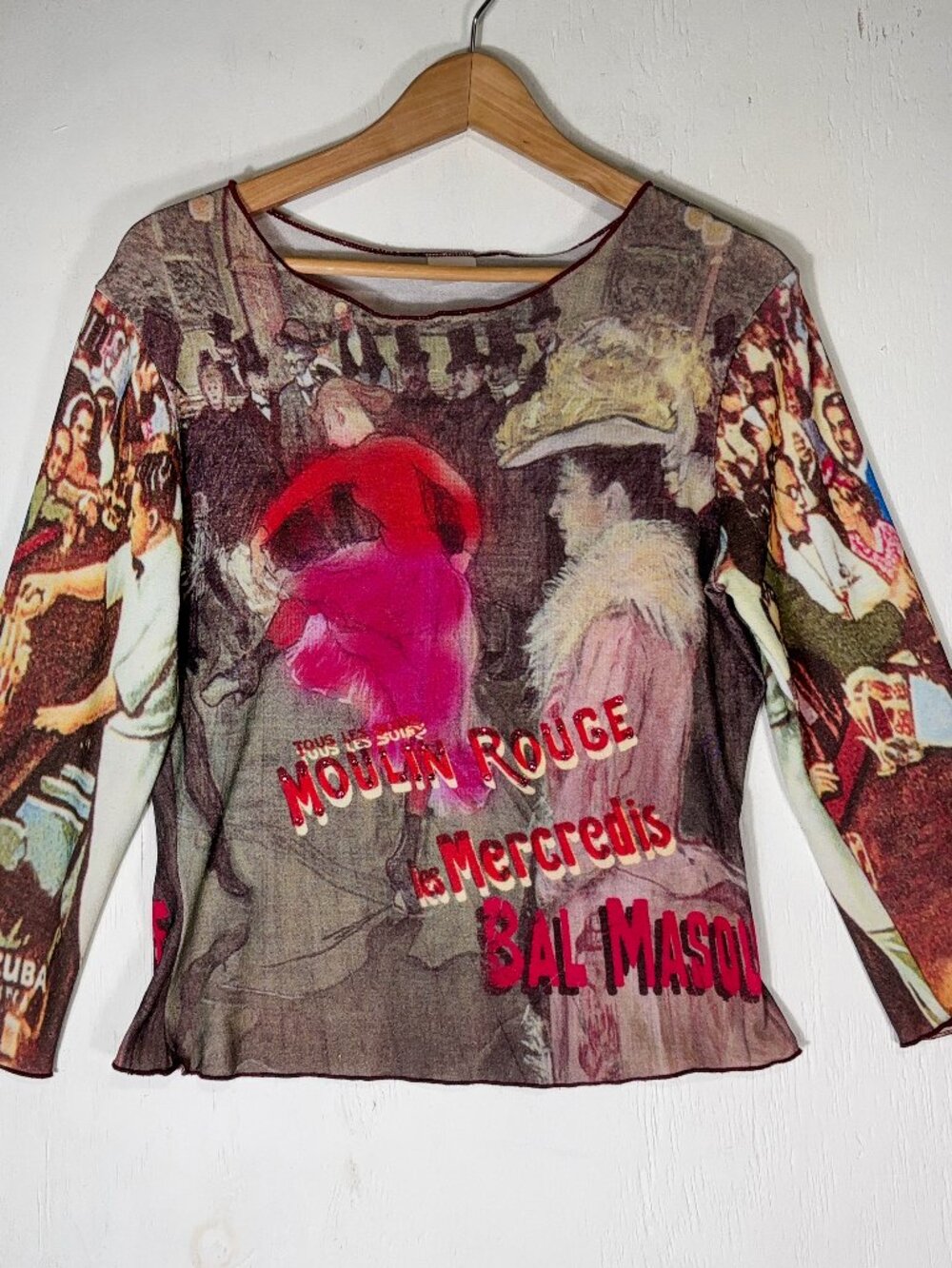 Love Amour VTG Y2K Moulin Rouge Stretch Top Women L Fairy Boho Whimsy Gauzy Soft